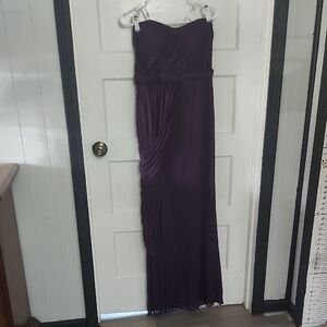 David's Bridal Strapless Plum Evening Gown
